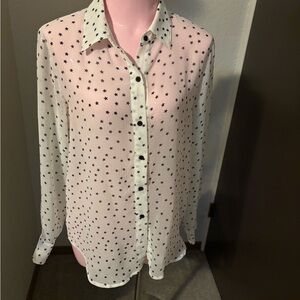 BB Dakota Sheer White Star Button Down Shirt
